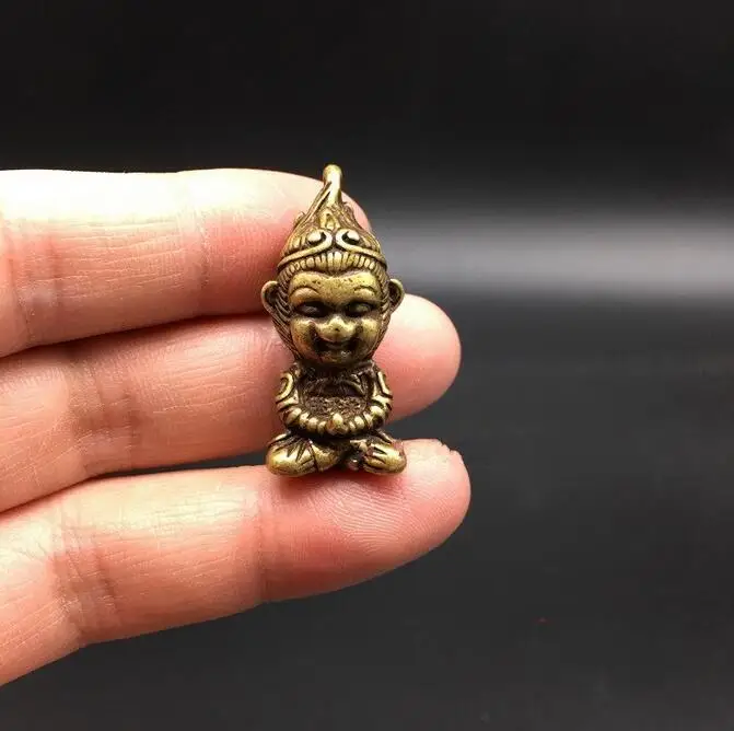 Медная Статуя коллекционные китайские латунные Резные Красивые Король обезьян солнце Укун изысканный маленький кулон статуи