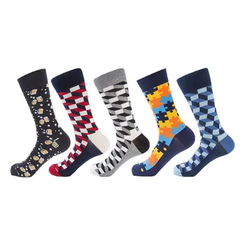 

Hot sale mens funny socks colorful socks for men 5 pairs cotton long hot sale large mens sock skateboard sock party dress