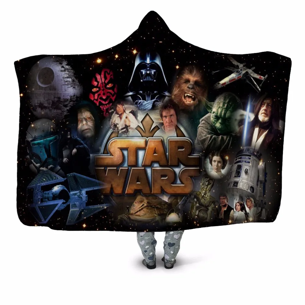 Star Wars Семья 3D плюшевый, с принтом одеяло с капюшоном для взрослых детский диван теплый носки флисовый плед Офис моющиеся