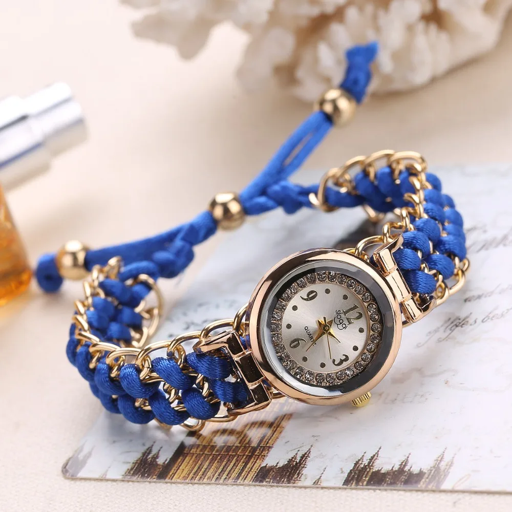 

Women Watches Creativity Pure Hand Woven Quartz Watch Retractable Rope Bracelet Wristwatch Dress Clock Gifts Relojes Para Mujer