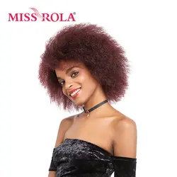 Мисс Рола 6 ''Kinky прямая челка Kenekalon теплостойкая проволока Для женщин Perucas Burg черные короткие полный парик