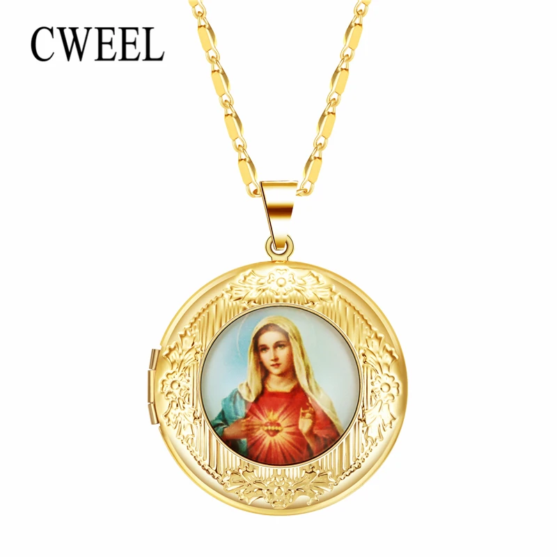 CWEEL ожерелья и подвески с Иисусом геометрической формы Бохо длинное ожерелье