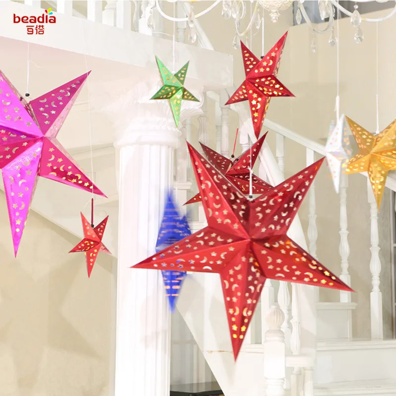 

Christmas 30/45/60cm 3D Star Paper Lampshade Wedding Pub Hanging Decor Lampshade Home Hotel Lampshade