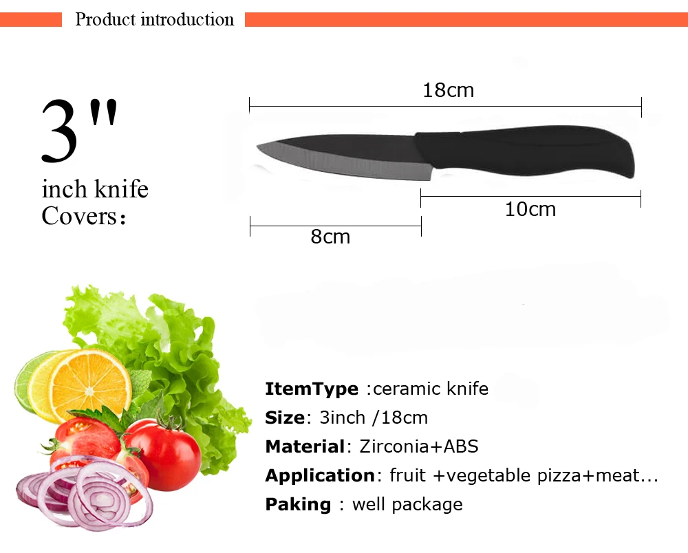 Набор керамических ножей, кухонные ножи, 3, 4, 5, 6 дюймов, циркониевые черные лезвия для очистки овощей и фруктов, керамические ножи, инструменты для приготовления пищи