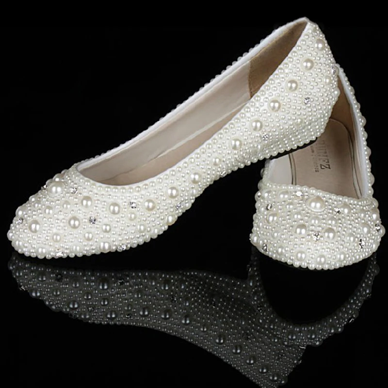 Ivory Pearl Diamonds 1 Inches Wedge Heels Party Shoes -8285