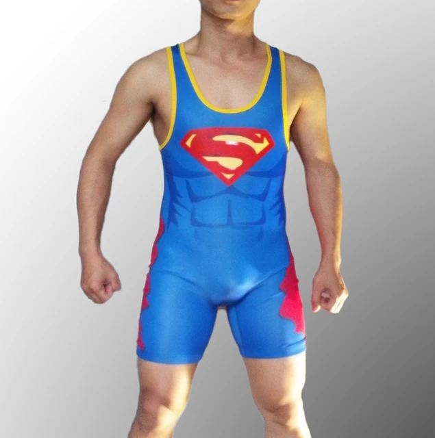2019 Lycra Spandex Zentai Wrestling Singlet Superman Size S Xxl From CA9