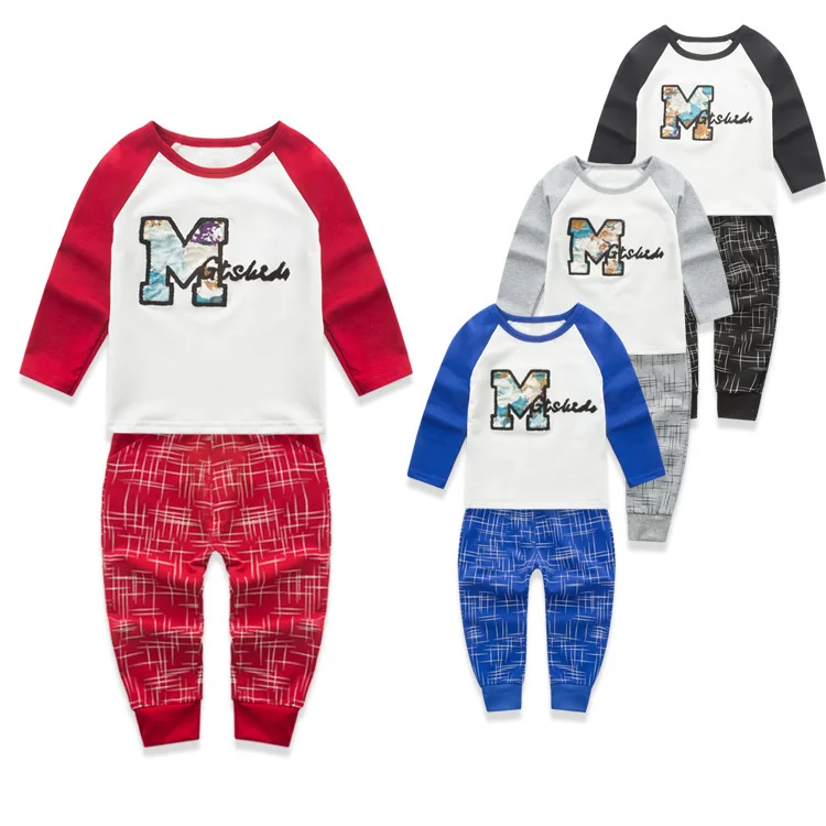 

2016 Spring Korean Boy  Girl Baby M Word Base Bottoming Unlined Upper Pants Suit Pullover Unlined Upper Garment Long 2 Pieces