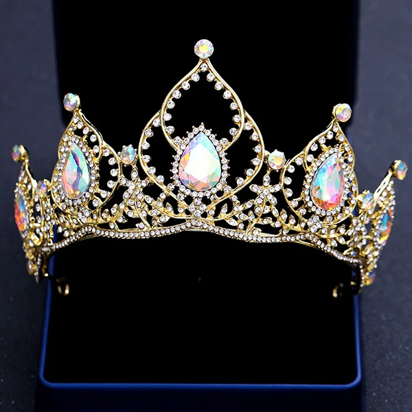 Элегантные Красочные Кристальные тиары и короны серебряное золото свадебные диадемы для королевы принцесса жемчуг свадебные женские аксессуары для волос - Окраска металла: HG308