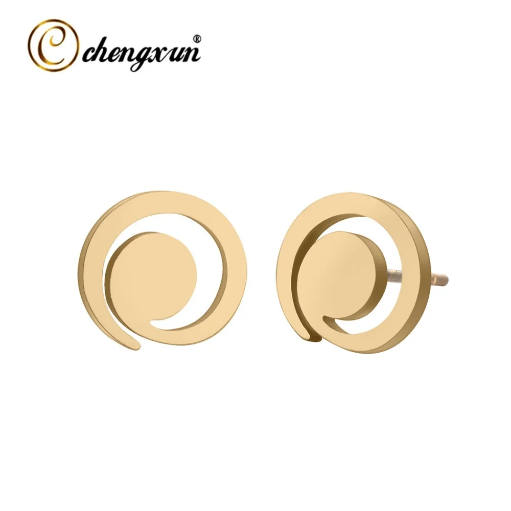 

CHENGXUN Fashion Golden Retro Earrings Ladies Women Jewelry Stainless Steel Earrings Party Gift Piercing Ear Jewelry