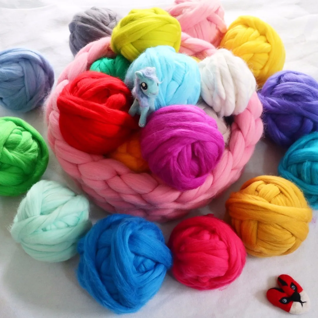 JX-LCLYL New 3g 40 Colors Merino Felting Wool Tops Fibre for Needle Felting & Wet Felting