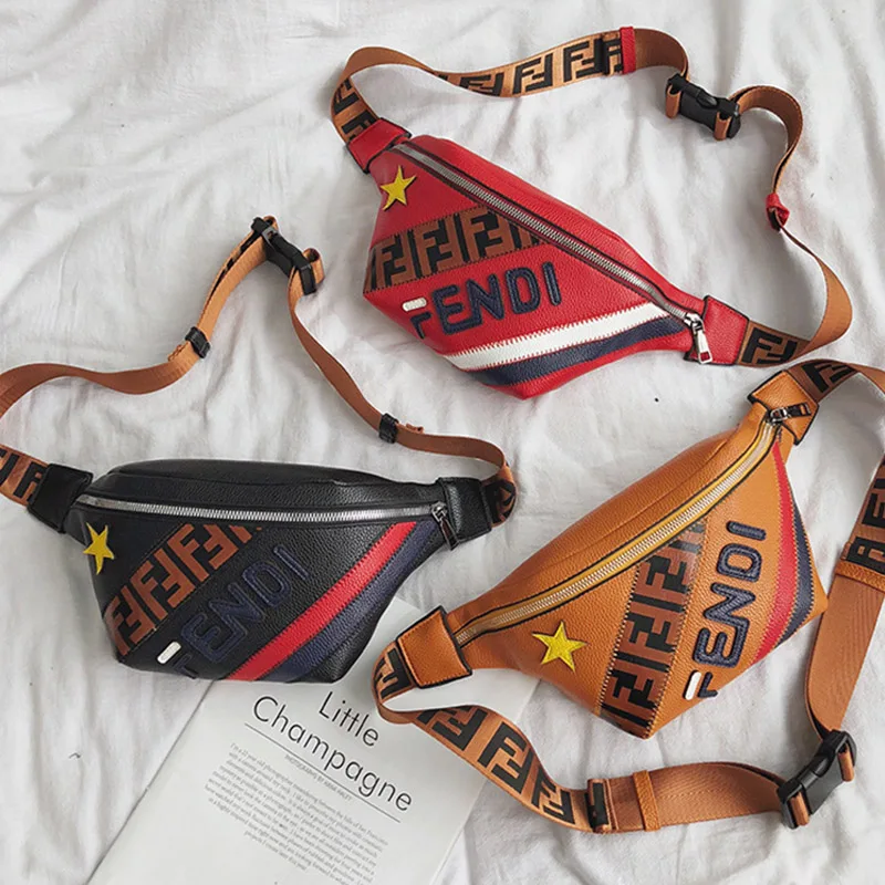 

Women's Waist Bag Fashion Letter Fanny Pack PU Leather Female Belt Bag Waterproof Chest Bags Banana Waist Packs Small Pocket