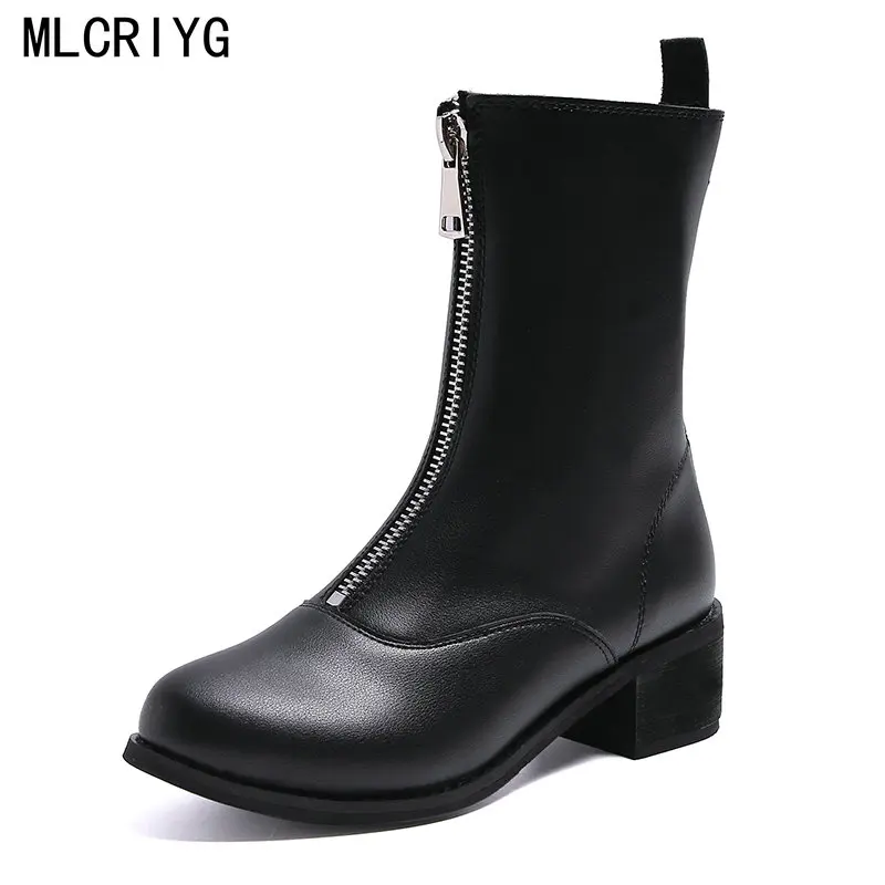 Confortable Chaussures 35 Femme Femmes Avant Loisirs Zipper Bottes Taille Collège Fille Noir Cheville De 40 blanc Nouvelles Automne Étanche Pluie 2018 Klc3TFJ1