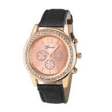 De las mujeres de la moda romana reloj de señora de cuero banda reloj de pulsera de cuarzo analógico vintage de cuero de las señoras relojes casuales para mujeres