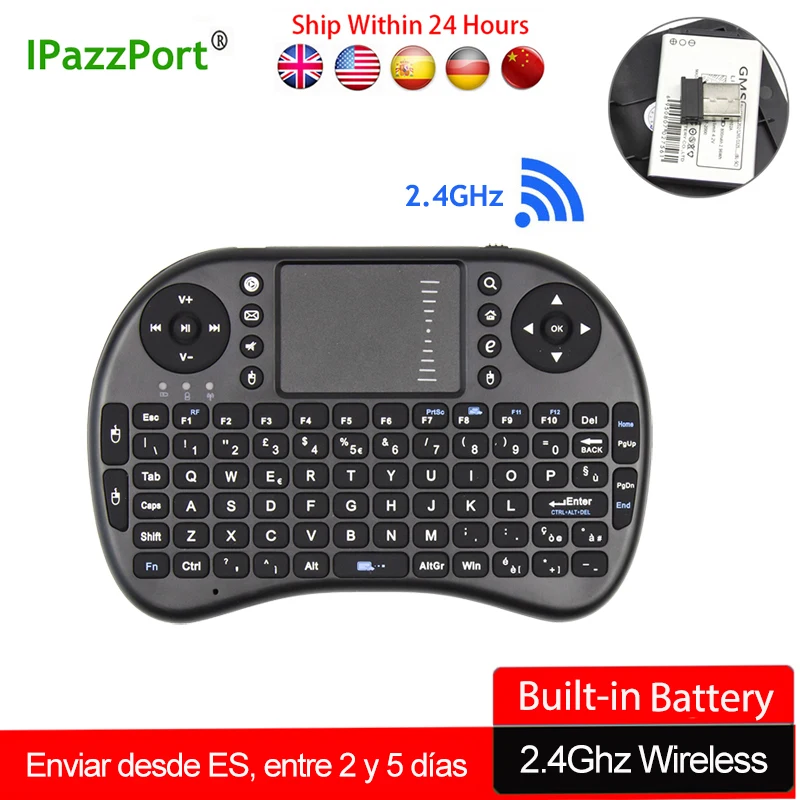 

2.4GHz i8 Wireless Keyboard Russian English Hebrew Spanish Version air mouse USB mini Keyboard for Android smart TV BOX Mini PC