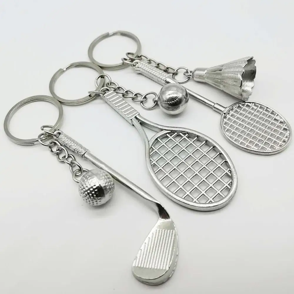 Cute Creative Fashion Key Chain Keyring Sport Business Gifts Badminton Shape 