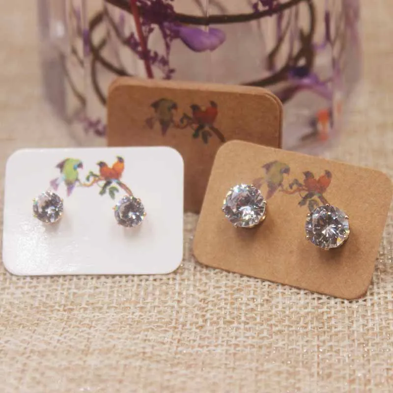 

100pcs Beauty Design Special Marbling Retro Birds Style Earring Kraft Paperboard Crads Delicate Package Jewelry Display3.5x2.5cm