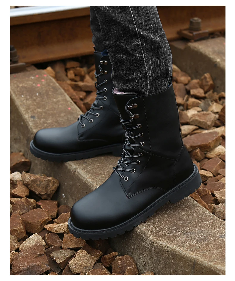 NEW Military Boots Men Winter Shoes Warm Men Leather Boots Footwear Cowboy Tactical Boots Men Casual Shoes