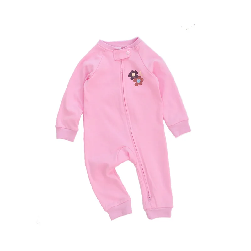 Одежда для маленьких девочек хлопковые пижамы для малышей комбинезоны для малышей Одежда на молнии комбинезон для новорожденных мальчиков ropa para bebe костюм-комбинезон - Цвет: flower pink