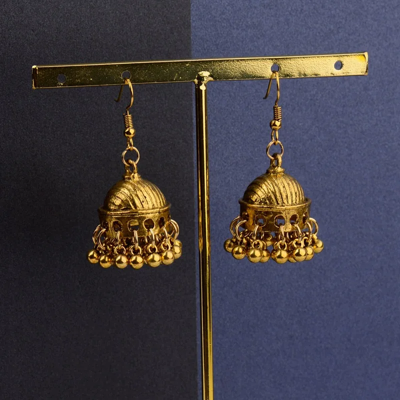 TopHanqi в этническом стиле ретро Индии Jhumka Jhumki серьги Femme Античная золотистый