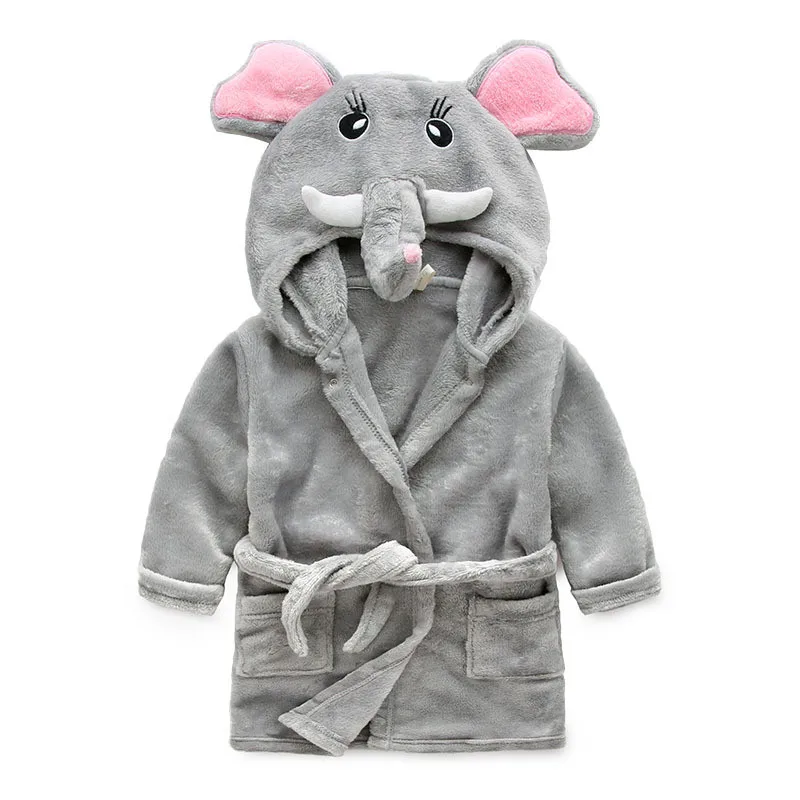 Children Cartoon Robes Animal Boys Girls Flannel Pajamas sleepwear Baby Soft Velvet Bathrobe Romper Kids clothing Toddler Robe
