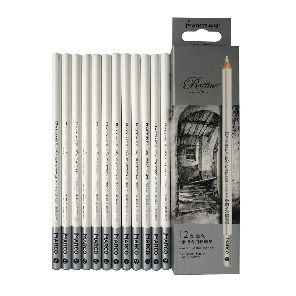 Марко Раффин профессиональные Угольные карандаши для рисования, набор карандашей для рисования, твердые/Средние/мягкие Угольные карандаши, товары для рукоделия - Цвет: Marco-White Pastels
