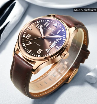 

Men's Carnival Classic Luminous Series Automatic Waterproof Watch Leather Luxury Brand Watch Men Blue Face clock