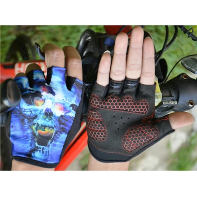 Горячие продажи силиконовый гель Велоспорт Горный велосипед MTB половины пальцев перчатки Для мужчин Для женщин спортивные велосипедные перчатки - Цвет: Colorful Skull