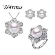 WATTENS натуральный жемчуг набор, жемчужные Ювелирные наборы 925 стерлингового серебра кулон ожерелье кольцо серьги для женщин подарок свадебное мероприятие