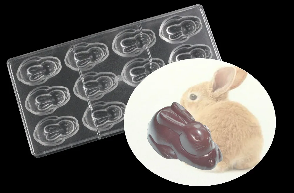 Милый Пасхальный кролик Поликарбонат шоколадная форма, кондитерские инструменты для выпечки тортов украшения инструменты конфеты для формы детские