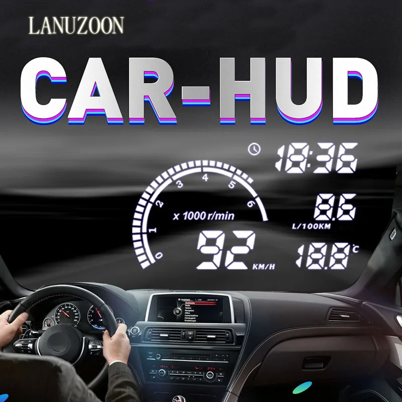 

Car HUD Head Up Display OBD2 II Overspeed Warning System Projector Windshield Auto Electronic Voltage Alarm Head Up Display