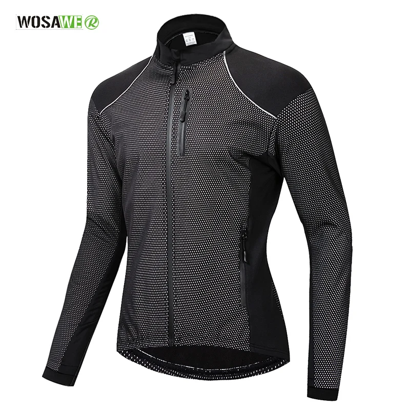 

WOSAWE Men's Cycling Jacket 2019 Winter Thermal Warm Fleece MTB Bike Bicycle Clothing Sportswear Windproof Coat