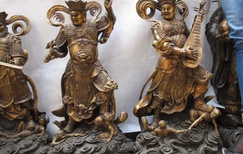 

26" China Old Bronze Copper Folk myth Four Heavenly Kings God warrior statue Set