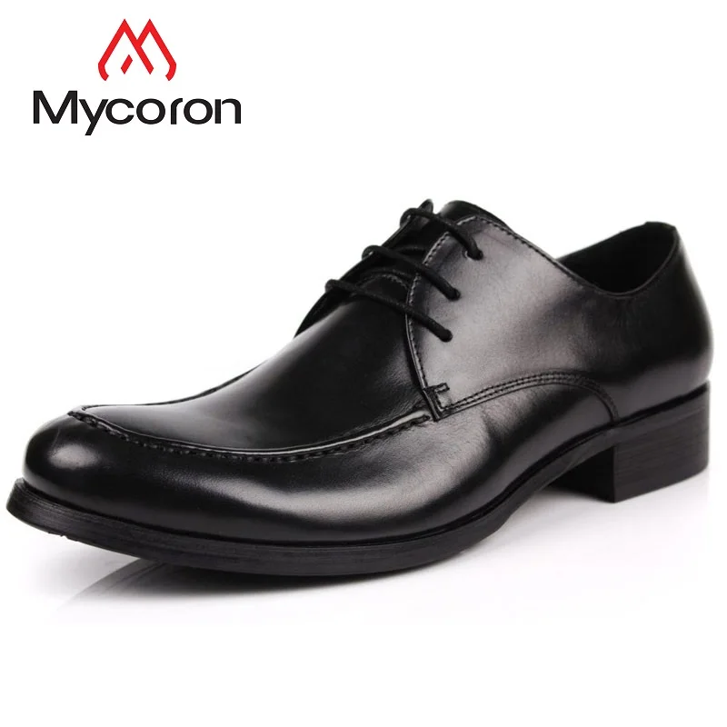 

MYCORON Business Men Leather Boots Round Head Dress Shoes Luxury Fashion Head Leather Men Shoes Breathable Chaussures Hommes