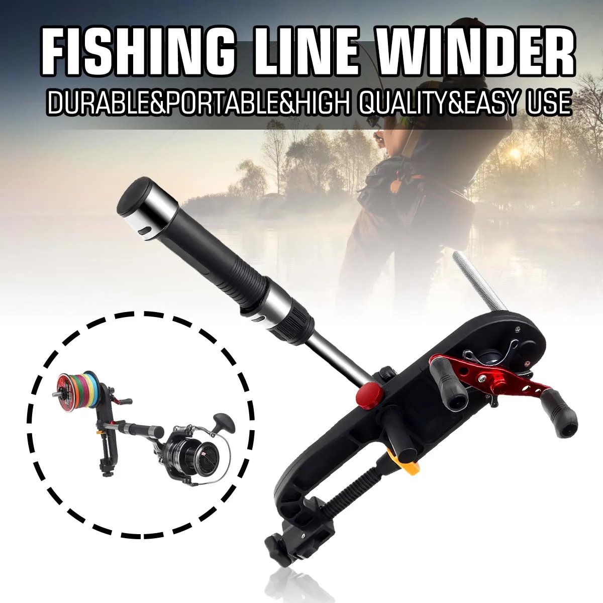 

Fishing Line Winder Spooler System Machine Baitcasting Reel Spooler Portable Aluminum Fishing Line Winder Reel Spool Station