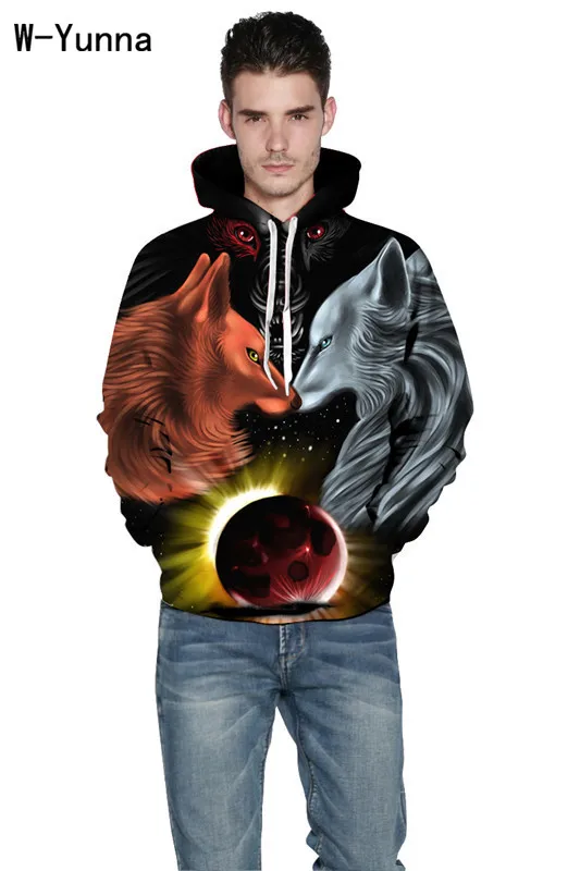 W Yunna 2019 Autumn Winter Mens Coats Harajuku Animal