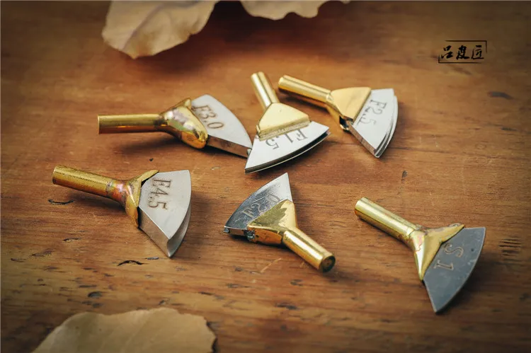 f1.5/f2/f2.5/f3/f3.5/f4.5 fan and circular groove pressure while metal head leather carving tools leather craft tools