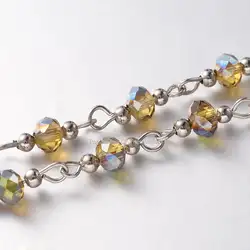 Модные Граненые Четки стеклянные бусины цепи ручной работы для ожерелья Изготовление браслетов, с шарики из металла и железные глазки
