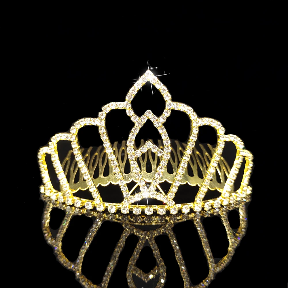AINAMEISI, дизайн, роскошные свадебные диадемы и короны с гребнем, золотой цвет, принцесса, для торжеств, выпускной, стразы, свадебные украшения для волос