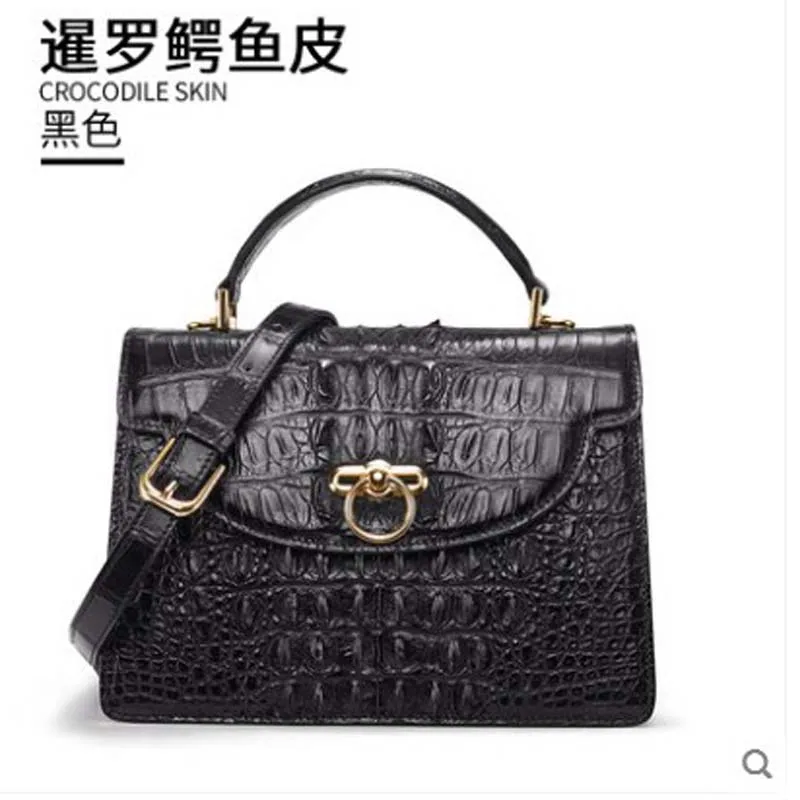 

gete 2019 new new Thai crocodile leather bag for ladies genuine leather shoulder bag handbag personality lock small square bag