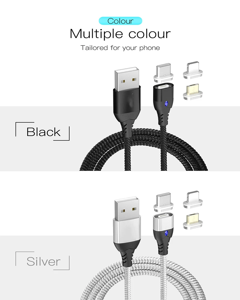 Магнитный кабель Micro USB для iPhone samsung type-c 3A Быстрая зарядка Магнитный адаптер зарядного устройства usb type C кабели для мобильных телефонов