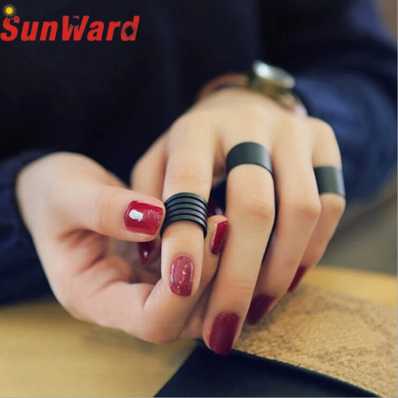 

Best seller Fashion vintage silver jewelry rings New Womens Trendy Punk Cool Black Metal Simple Knuckle Rings Set 2017 Oct19