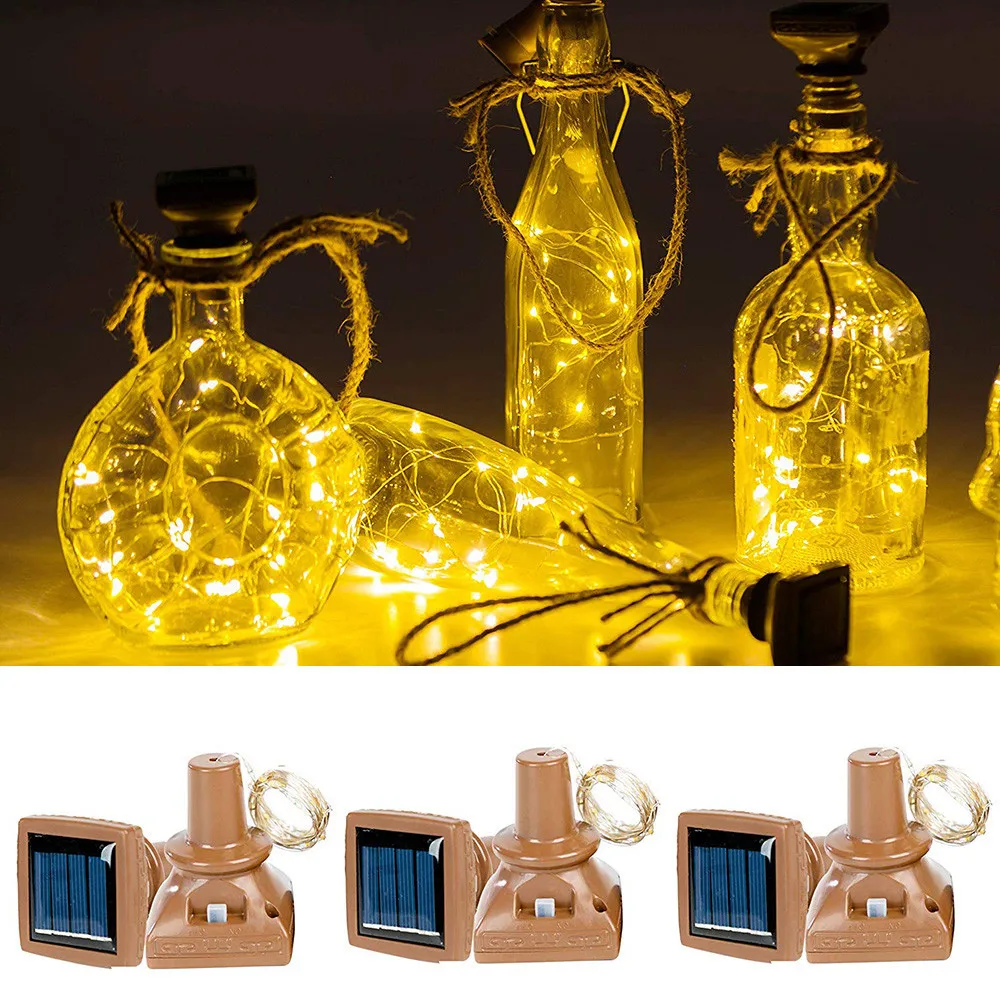 

10 Pcs/lot 10/15/20 LED Solar Powered Wine Bottle Cork Lights Garland DIY Christmas Holiday String Lights For Halloween Wedding