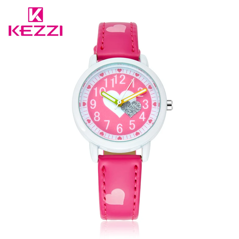 KEZZI Love Hearts child Watches Girl Leather Printing Strap Cartoon