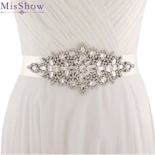Ручной работы реальное изображение свадебный пояс хрустальные бусины блестящие Дешевые Очаровательная белая слоновая кость для новобрачных пояс женские пояса свадебные аксессуары