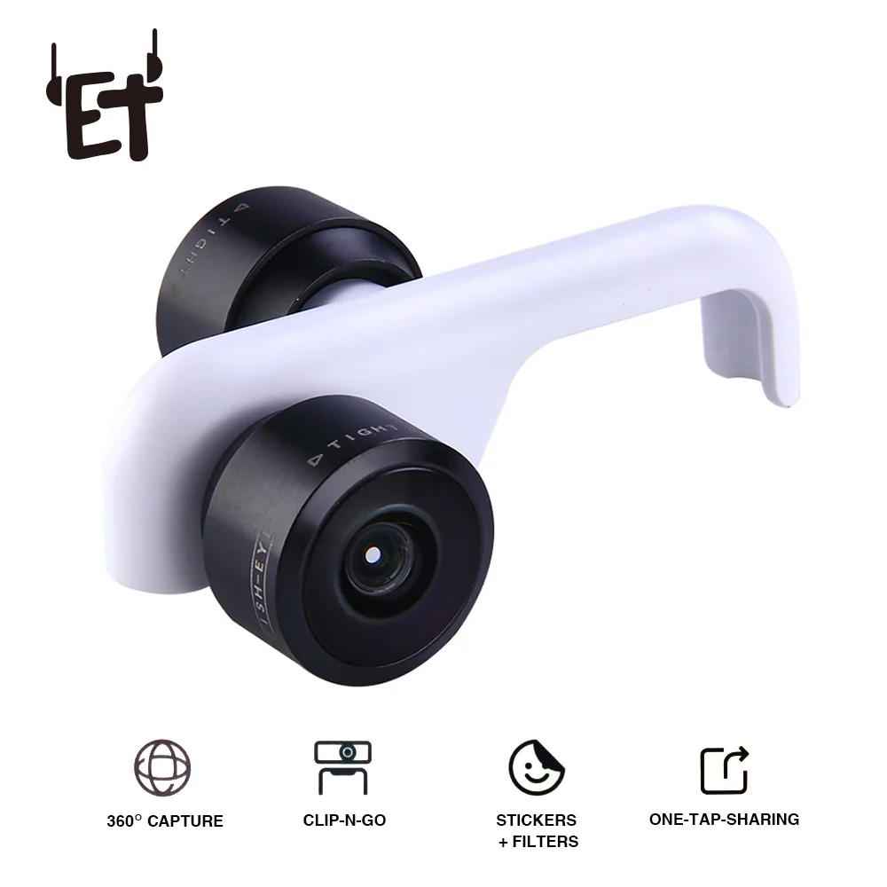ET 360 Panoramic Phone Camera Lens Dual Phone Lens for iPhone  X 8 7 Plus Wide Angle Lens with APP Control External Webcam Cover