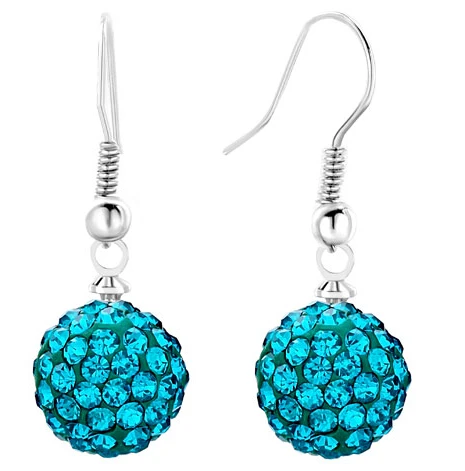 

10mm Mixed Multicolor white can choose color Micro Pave CZ Disco Ball Silver Plated drop crystal crystal Earrings gift