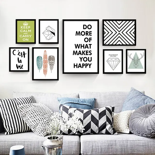 Nordic Decorative Painting Modern Living Room Wall Poster Black And Nordic Decorative Painting Modern Living Room Wall Poster Black And White English Abstract Creative Home Canvas Posters