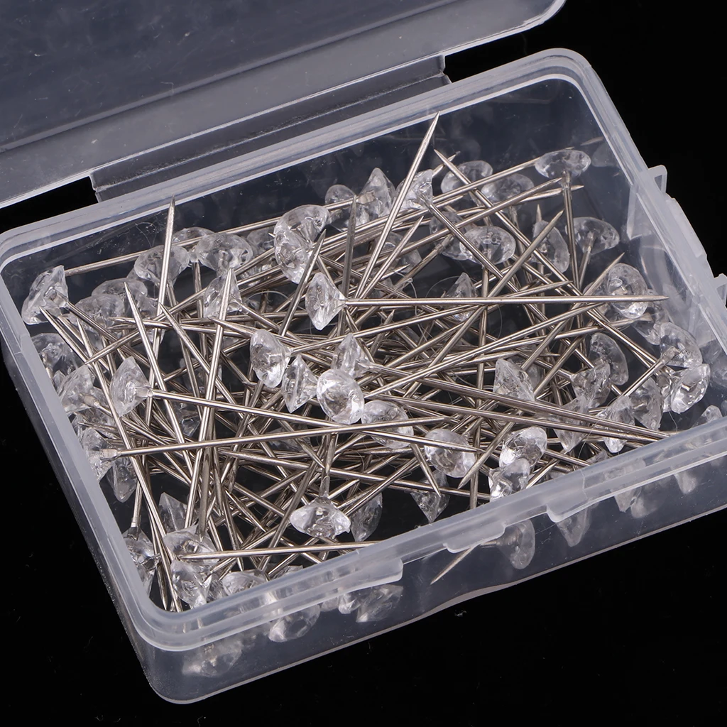200 pieces Crystal Corsage Pins - Diamond - DIY for Wedding,Prom,Boutonniere,Dressmaking,Craft,Sewing,Flower,Floral Bouquet Pins