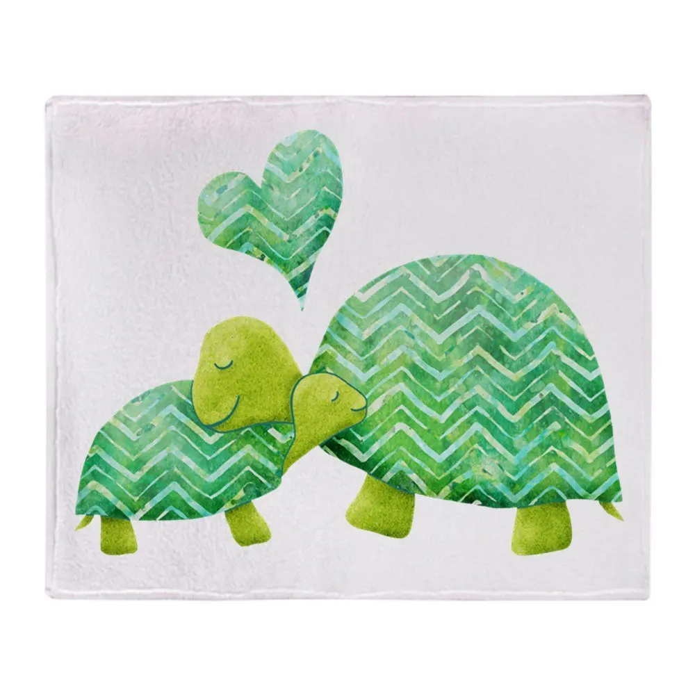 Turtle Hugs Soft Fleece Throw Blanket Warm Cozy Bed Couch Lightweight