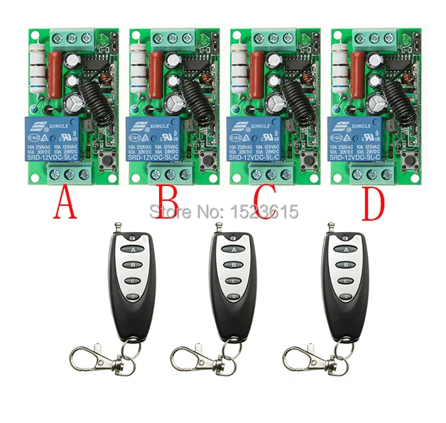 

NEW AC220V 1CH 10A 4PCS Receiver + 3PCS Transmitter RF Wireless Remote Switch teleswitch Momenrary Toggle Latched Adjustable
